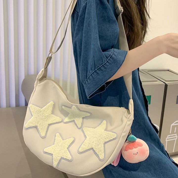 LEMANDIK® Cute Embroidery Star Shoulder Tote Bag