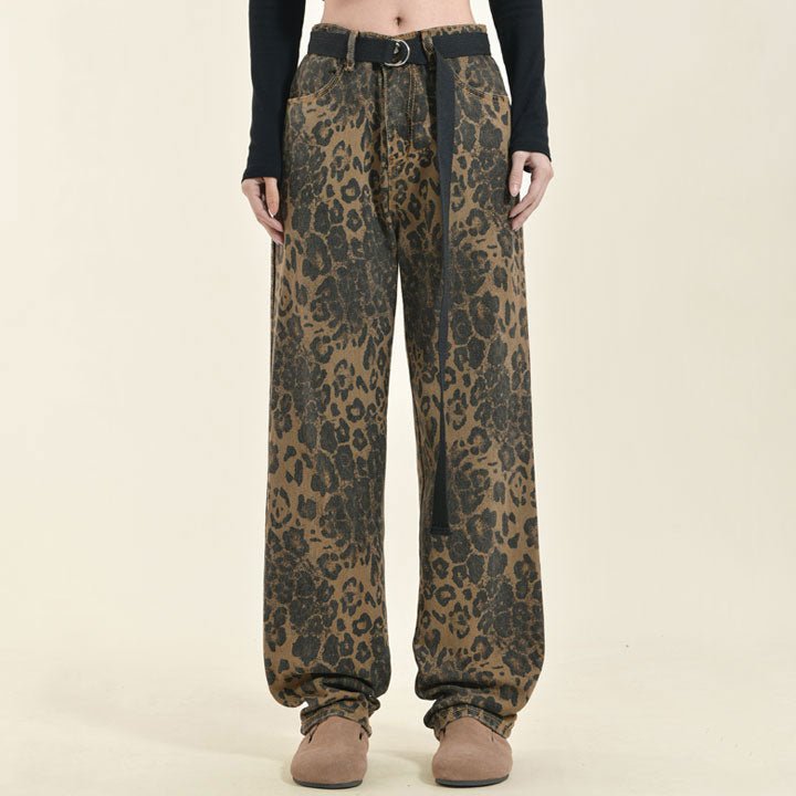 oversize leopard pattern jeans
