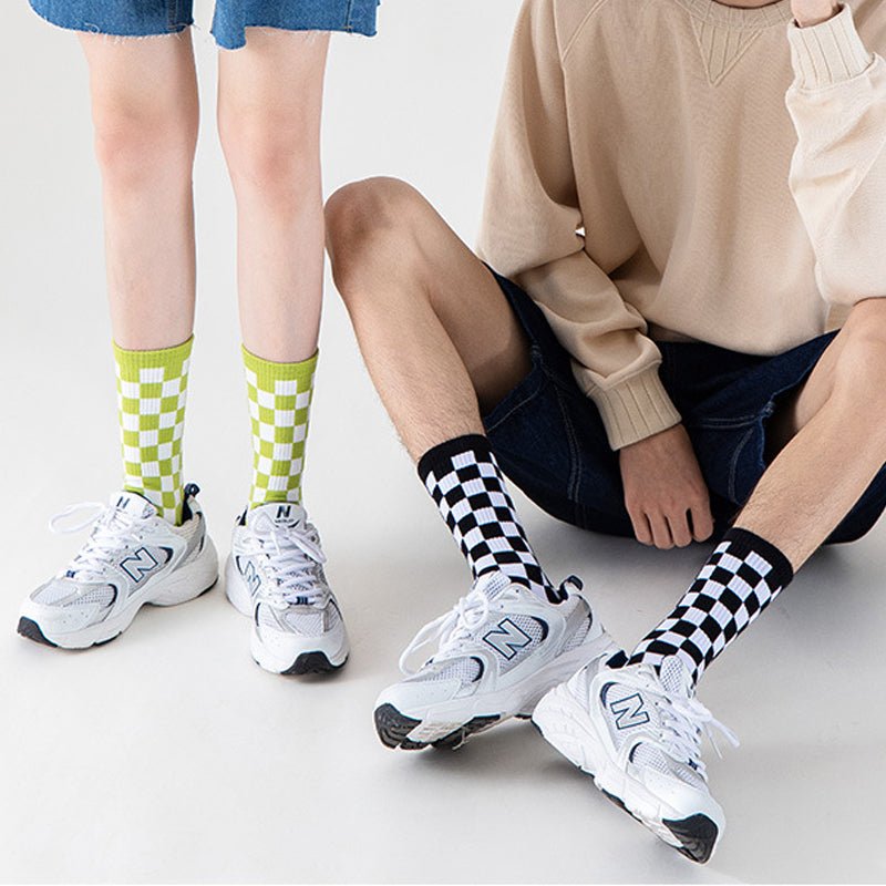 casual Checkerboard Mid-calf Socks