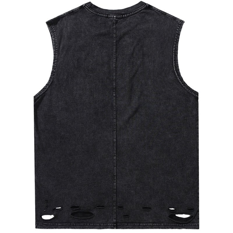 washed tank vest distressed style