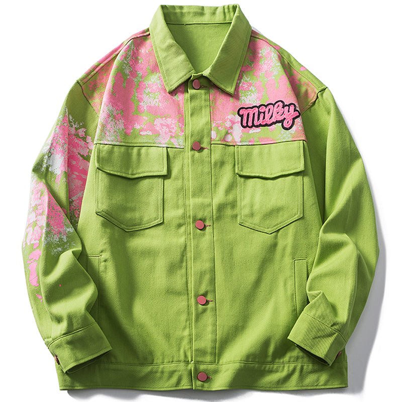 green sakura denim jacket