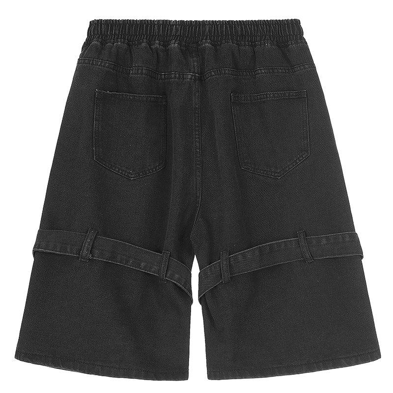 Men's Denim Shorts Button Belt