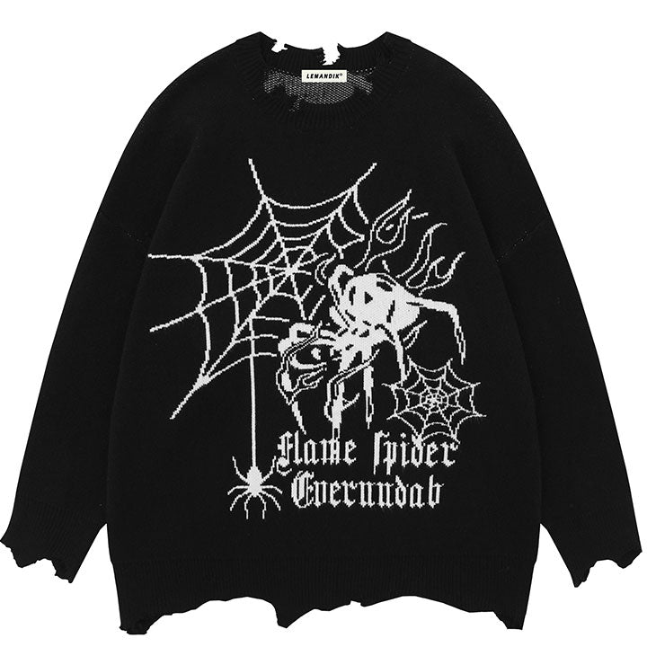 irregular hem spider sweater