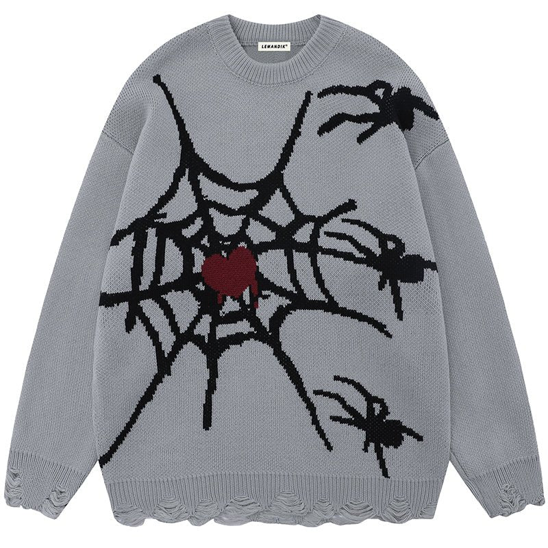 distressed spider sweater