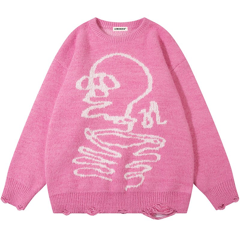 pink skull sweater