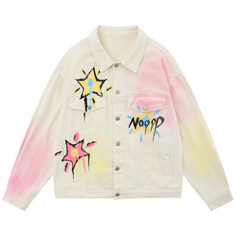colorful star denim jacket