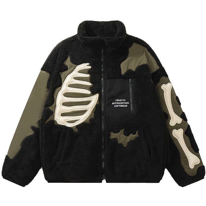 skeleton faux fur jacket
