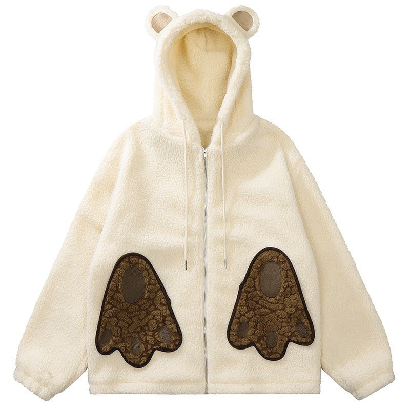 bear fleece zipper hoodie