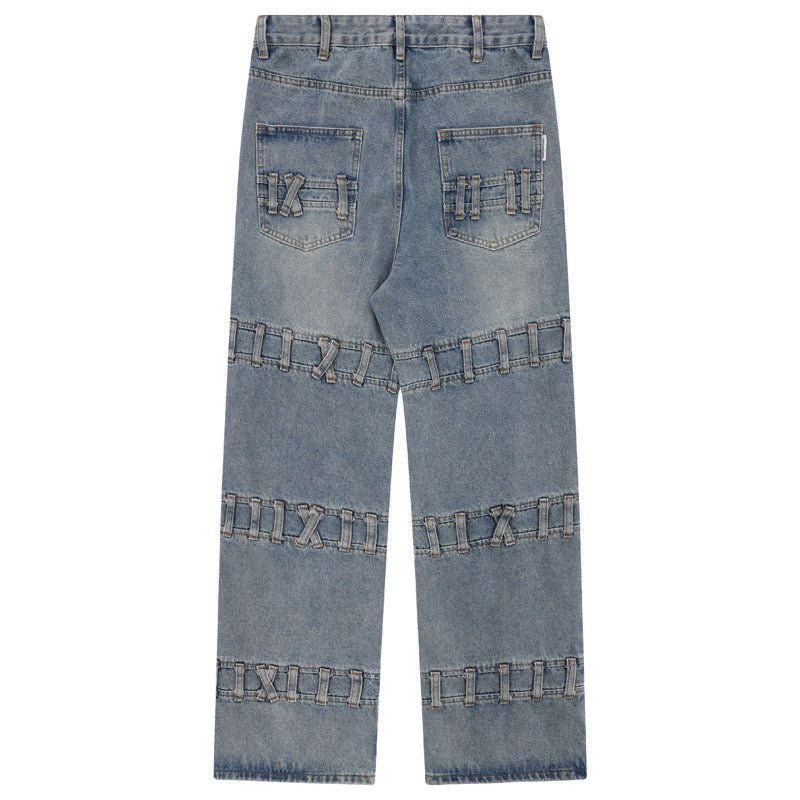 distressed washed jeans