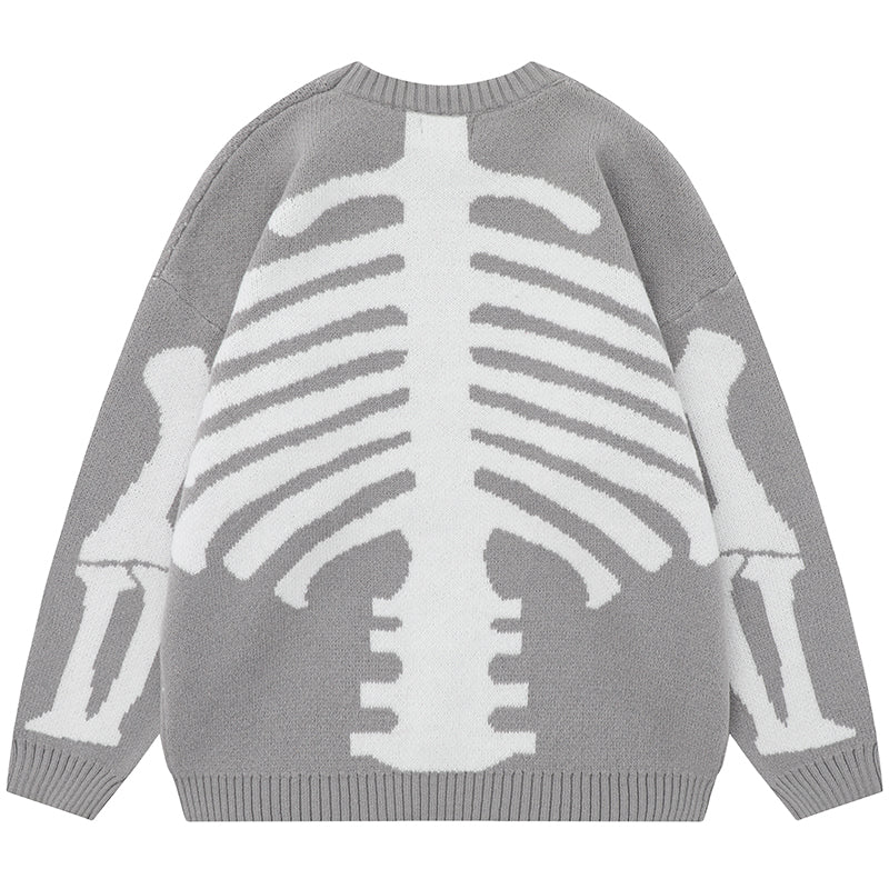 crew neck skeleton sweater