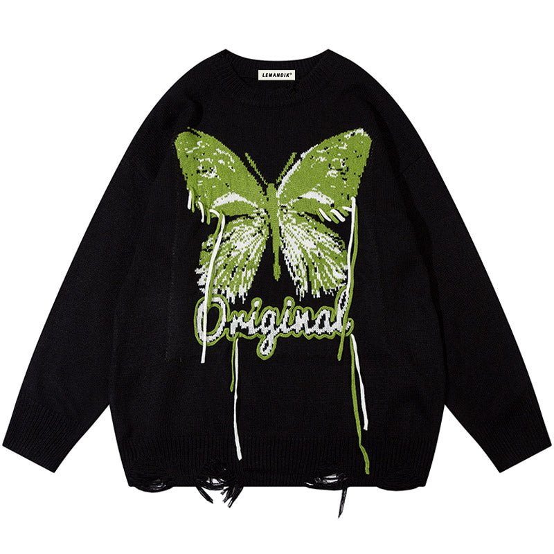 distressed butterfly sweater