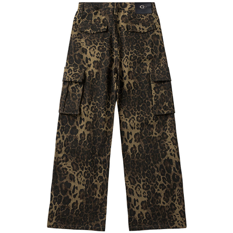 leopard print cargo jeans for men