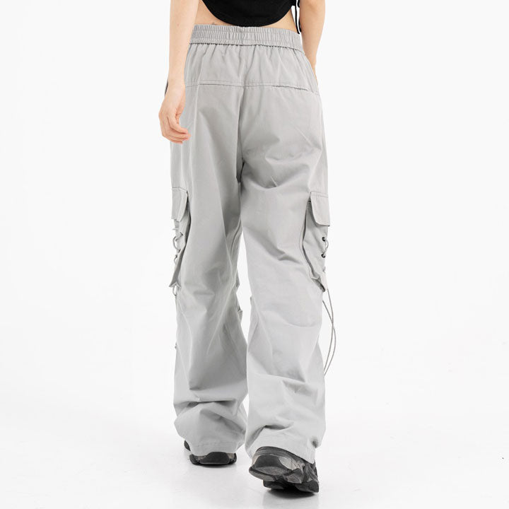 wide leg cargo pants with belt