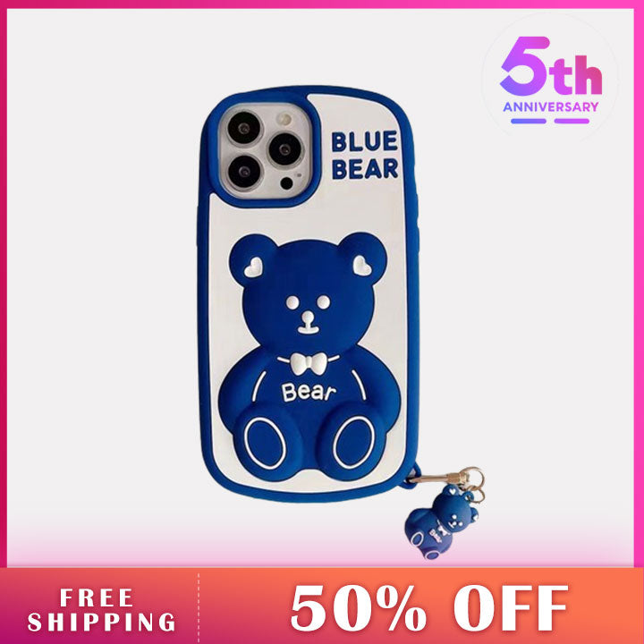 LEMANDIK® Blue Bear Silicone iPhone Case with Chain