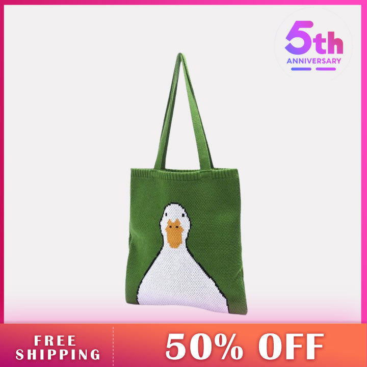 LEMANDIK® Green Duck Knitted Tote Bag