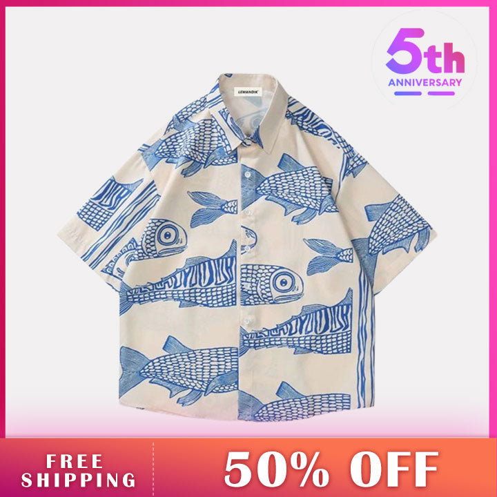 LEMANDIK® Graphic Hawaii Button Up Shirt