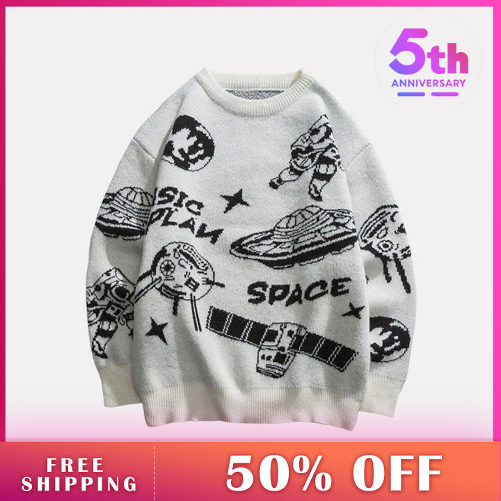 LEMANDIK® Graphic Knit Sweater Space Station