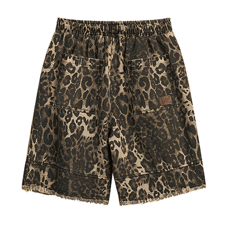 drawstring leopard shorts