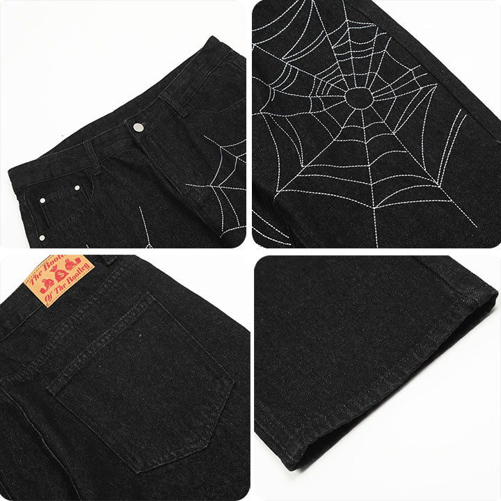 vintage spider web print jeans