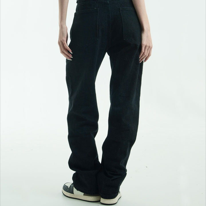 oversize web pattern jeans