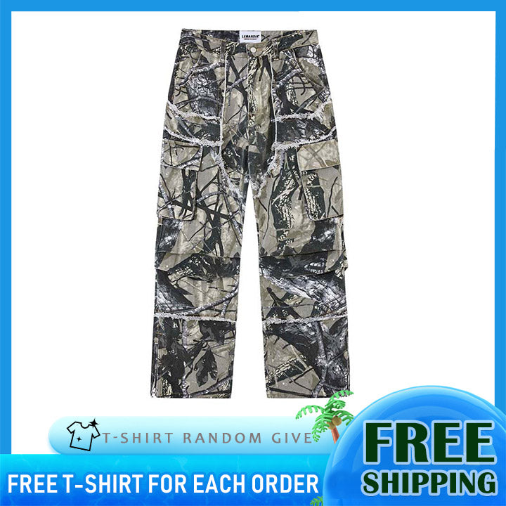 Lemandik Camouflage Cargo Pants Multi Pockets