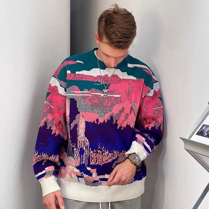 LEMANDIK® Unique Knitted Sweater Pixel Color Block