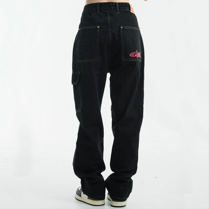 line patch side pocket jeans