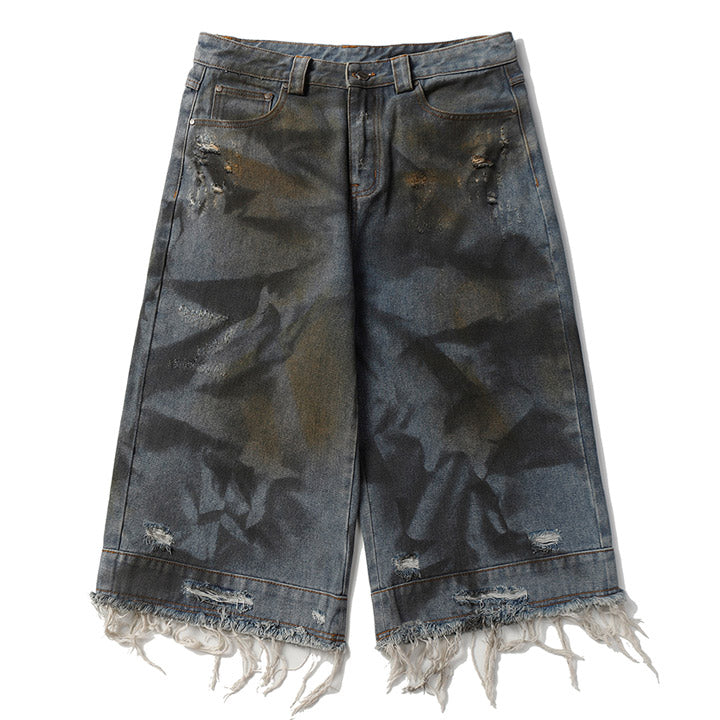 LEMANDIK® Vintage Ripped Frayed Denim Shorts