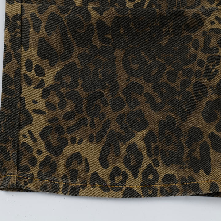 leopard jeans with wide leg for men