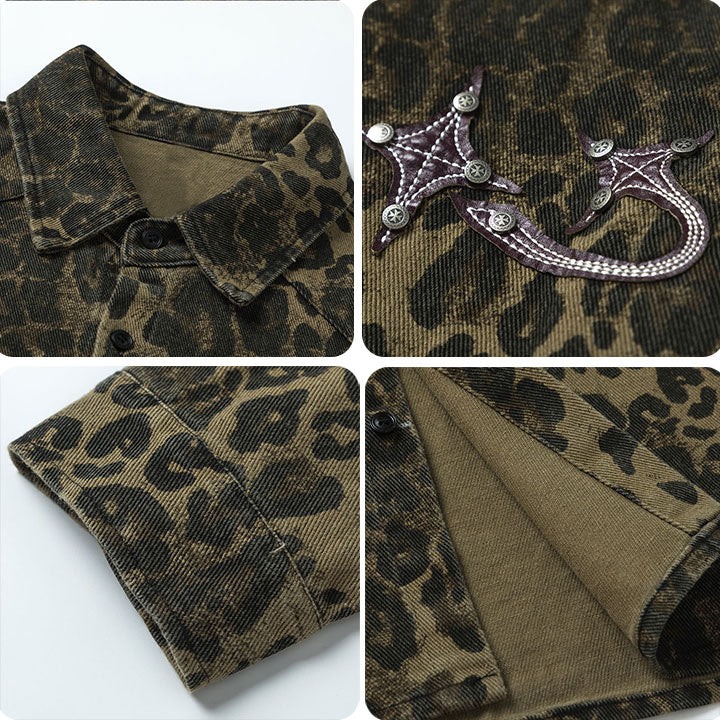 Long-sleeve leopard print for men
