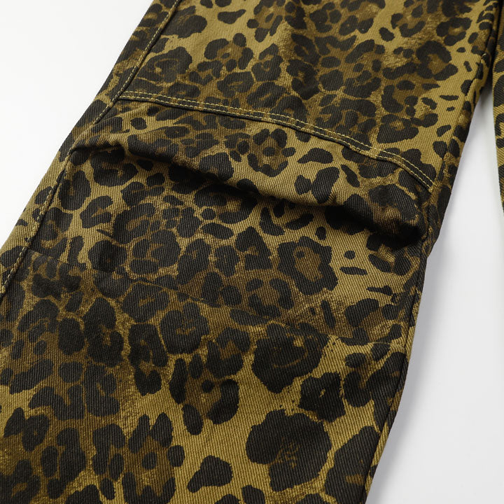 men's baggy leopard print jeans 