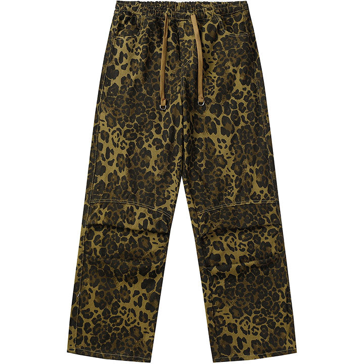 leopard print cargo jeans