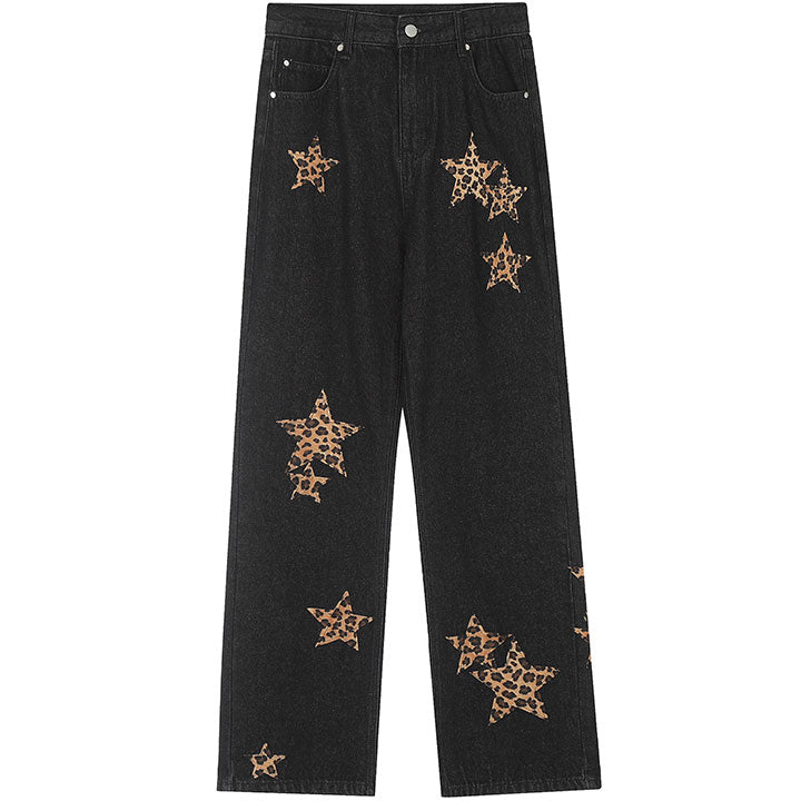 black jeans with leopard star
