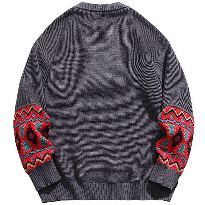 men's ethnic patch sweater