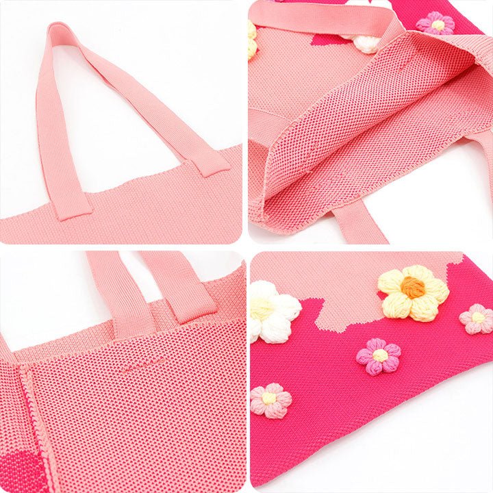 LEMANDIK® Handmade Knitted Shoulder Bag with Floral
