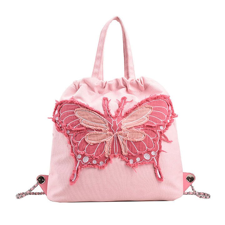 LEMANDIK® Y2K Butterfly Patch Denim Shoulder Bag