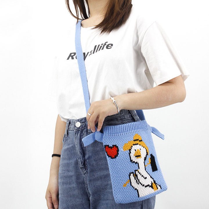 LEMANDIK® Funny Goose Knitted Small Crossbody Bag for Couples