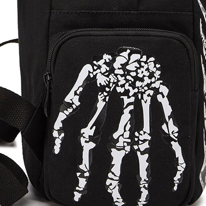 black skeleton school backpack