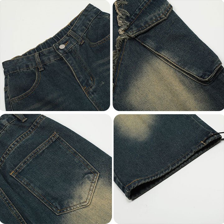 heart patch cargo jean with side pockets