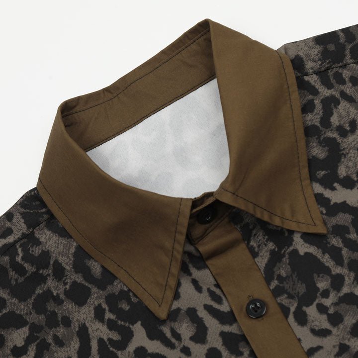 oversize leopard print button up shirt