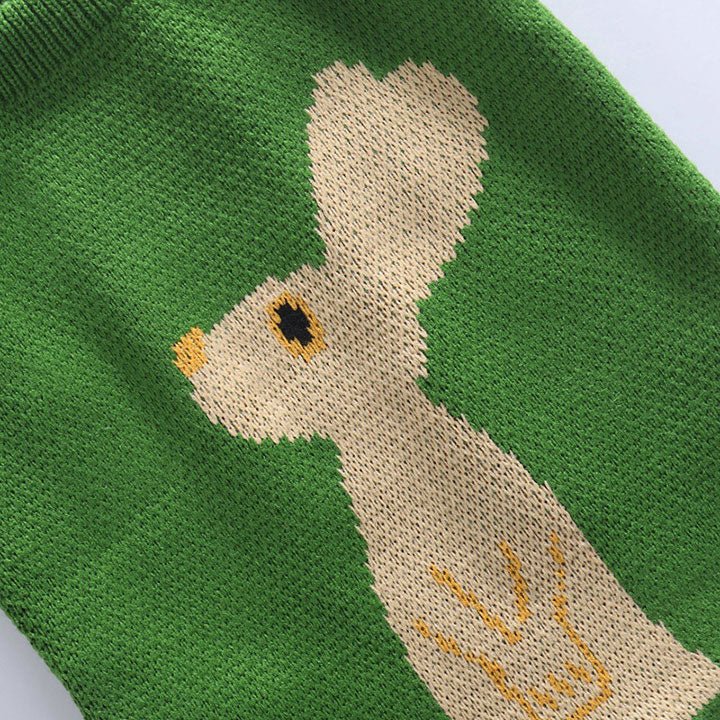 LEMANDIK® Green Knitted Rabbit Tote Shoulder Bag