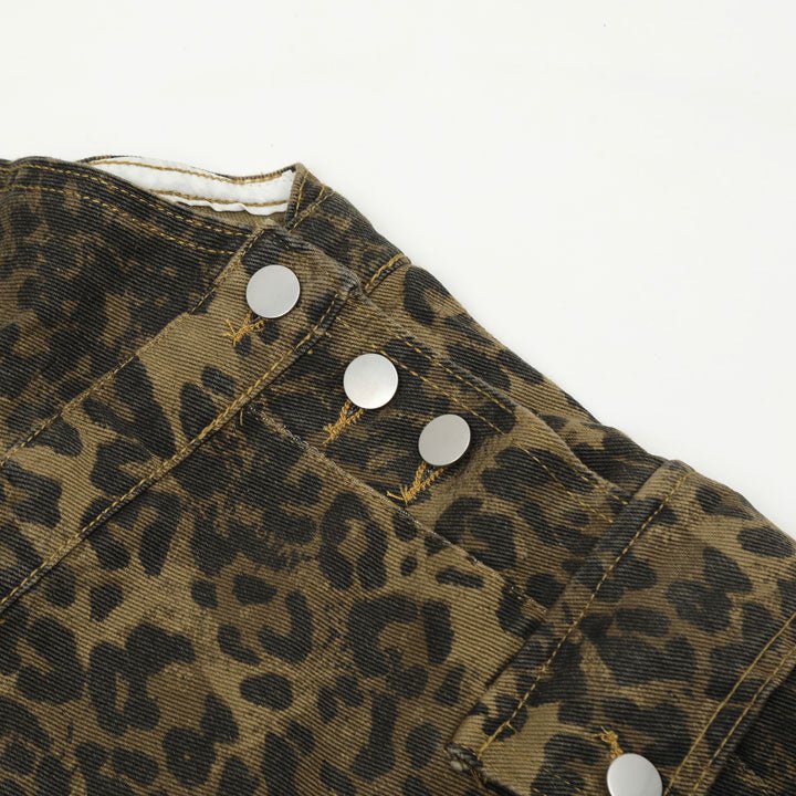 Leopard dungarees jean overall