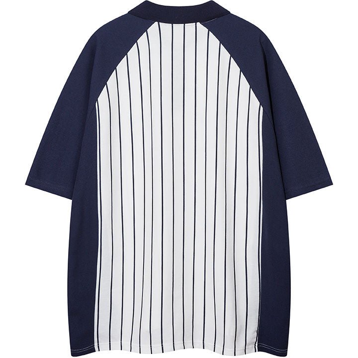 loose style stripe print baseball T-shirt