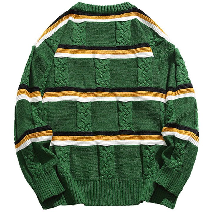 stripe patch sweater