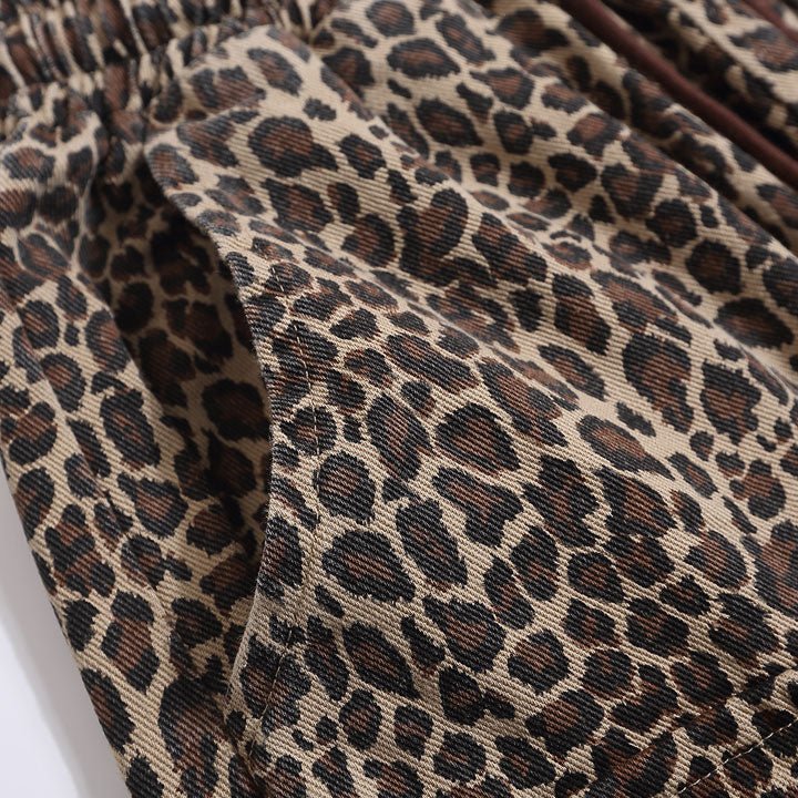 leopard print jean shorts