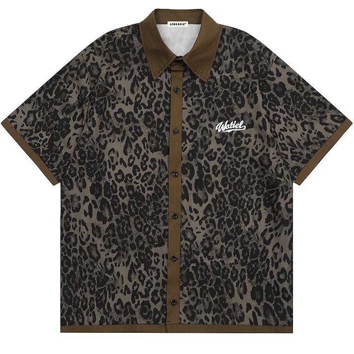 leopard pattern button down shirt