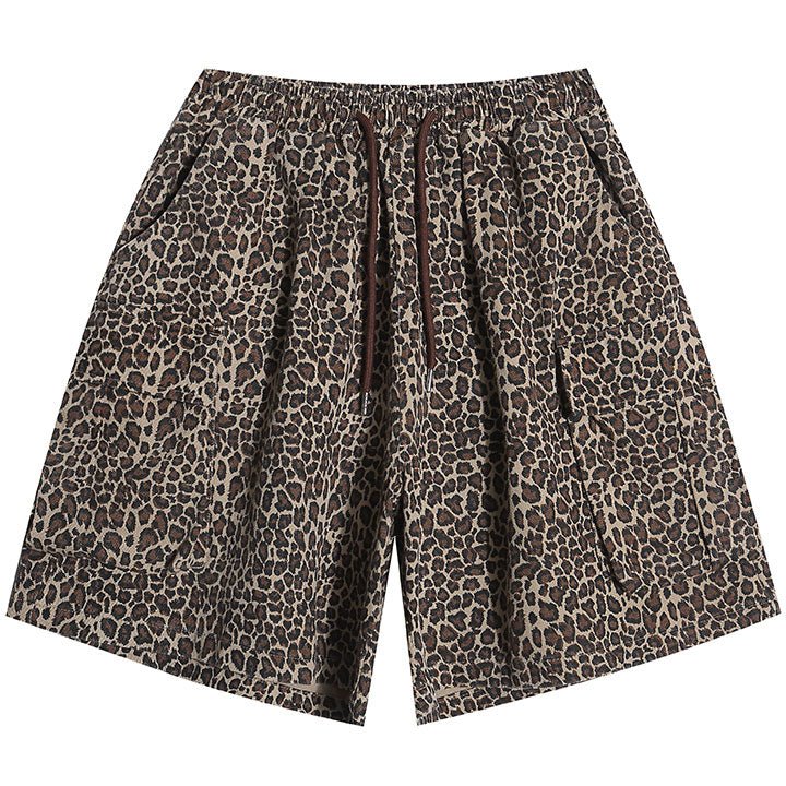 drawstring leopard print shorts