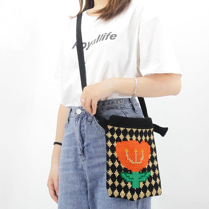LEMANDIK® Flower Knitted Small Crossbody Bag