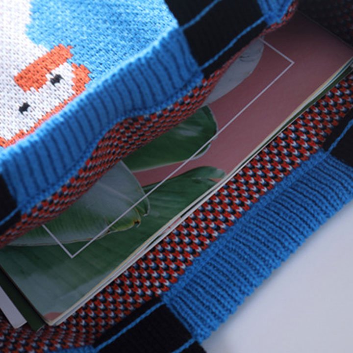LEMANDIK® Blue Snowman Duck Knit Canvas Shoulder Bag
