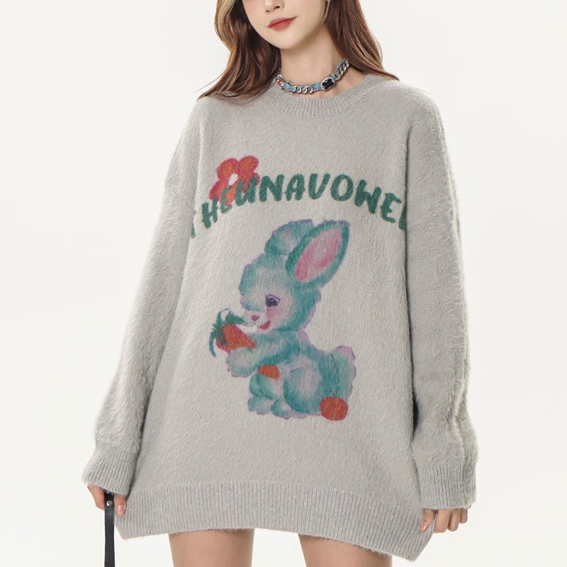 LEMANDIK® Fluffy Rabbit Knit Sweater